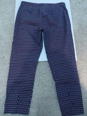 Patterned Navy Blue Pants With Pink Dots